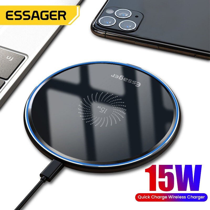 Essager 15W Qi Wireless Charger Fast Wireless Phone Charging Induction Pad For iPhone Huawei Xiaomi mi Samsung