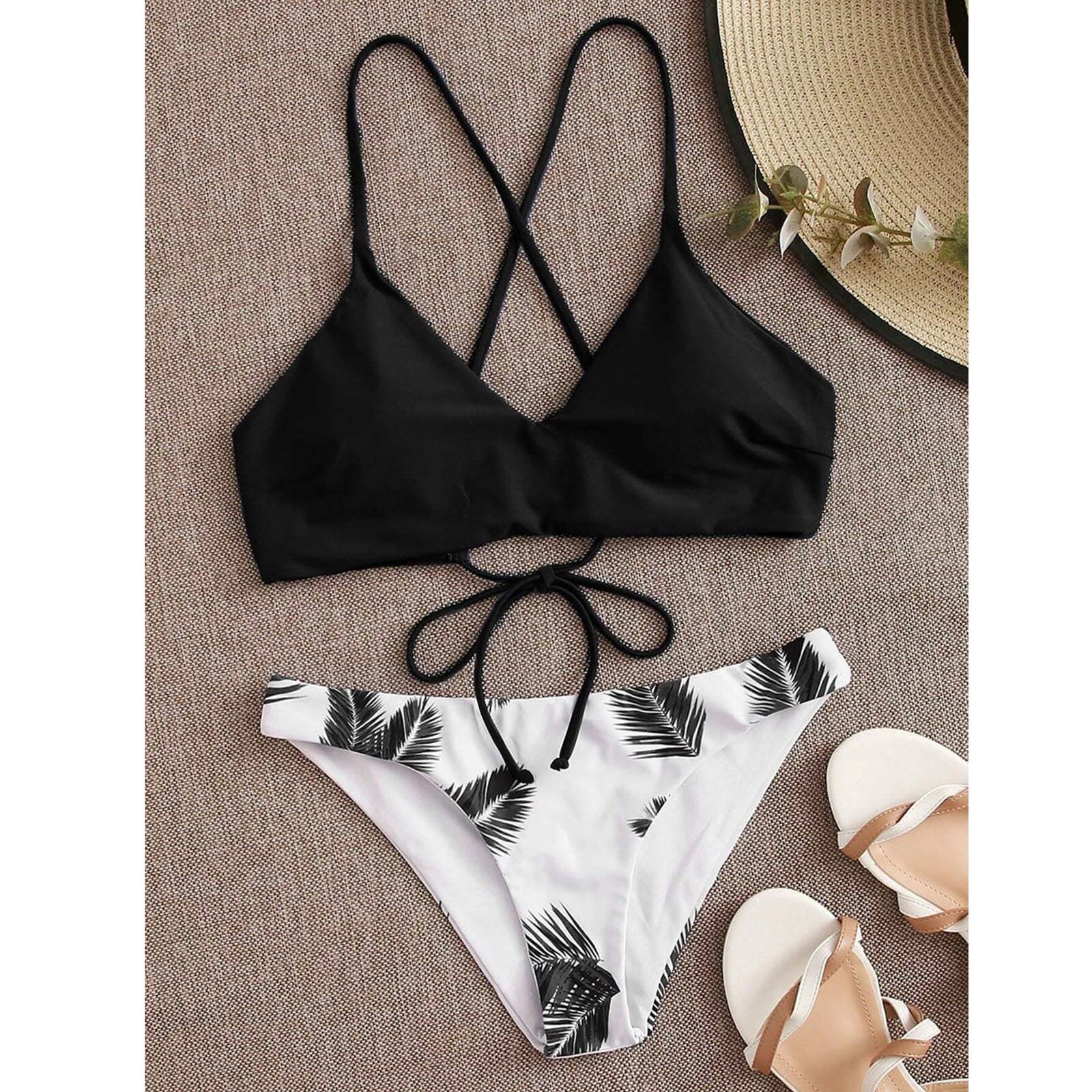 ❤Ready Stock❤Thong Bikini Women Floral Random Print Bikini Set Push-Up Swimsuit Beachwear Padded Swimwear
