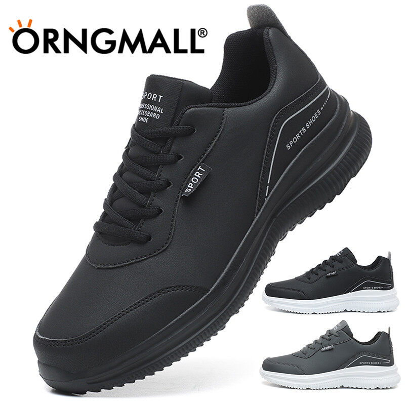 ORNGMALL Sport Shoes for Men Sneakers High Quality Casual Shoes Lace-Up Black Fashion Gym Casual Light Walking Running Shoes Suitable for Daily Life and Sports Men Sneakers Plus Size 39-48