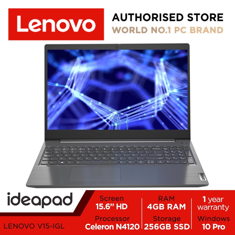 [10.10 KillerDeal] Lenovo V15-IGL | 15.6inch HD Narrow Bezel Anti-Glare | Intel Celeron N4120 | 4GB RAM | 256GB SSD | Win11 Pro | 1 Year warranty