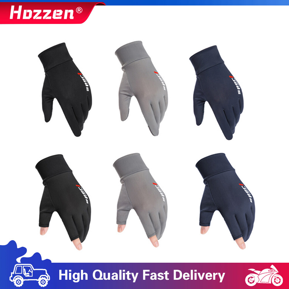 Hozzen Ice Silk Gloves Non-Slip Breathable Outdoor Sports Driving Riding Touch Screen Gloves Thin Anti-UV Protection Fitness Fishing Gloves