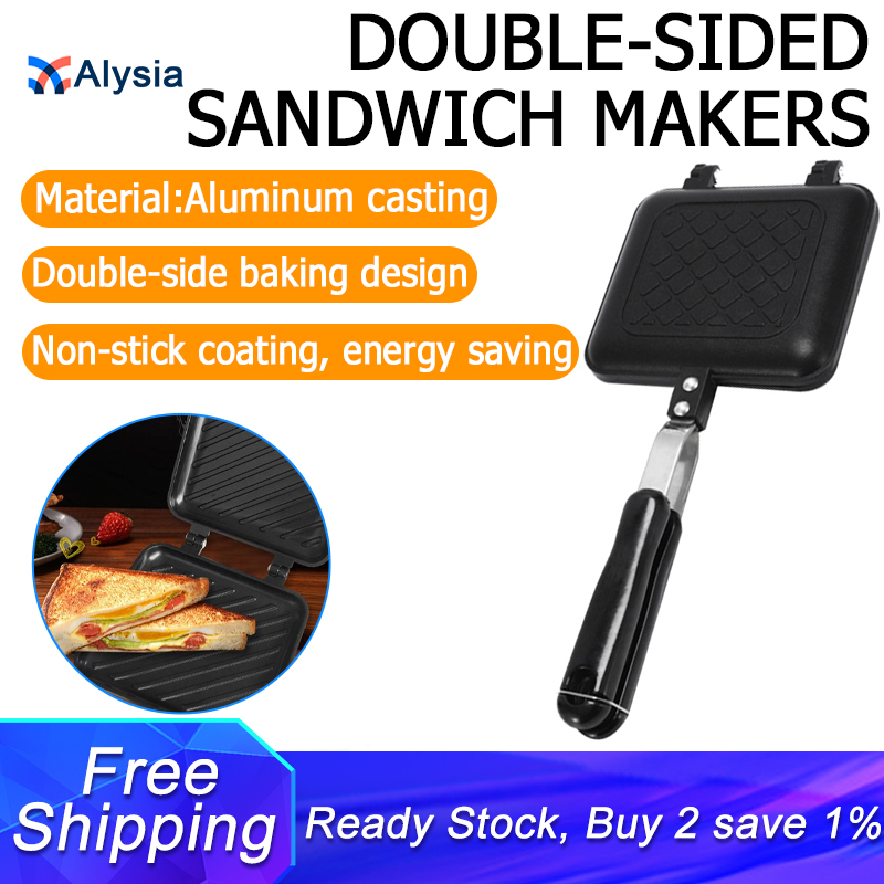 Grilled Sandwich Panini Maker,Bread Toast Breakfast Machine,Hot Sandwich Pan,Nonstick Aluminum Flip Pan,Kitchen Tool
