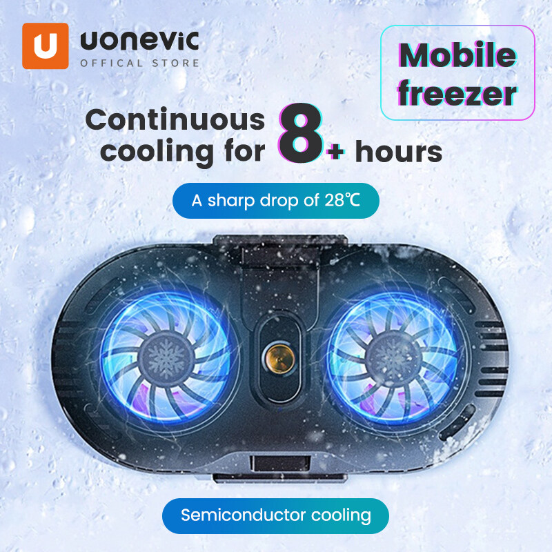 Uonevic 2021 Mobile Phone Cooler Semiconductor Radiator Cooling Fan Mute Stretchable Game Pad Holder Bracket Double Fan For Smartphone X2