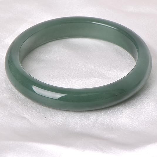 Green Natural Jade Bangle Bracelet for Women Healing Protection Good Luck Natural Gemstone Fengshui Jewelry for Wife Mother's Day Gift for Mom (Green, 58-60mm diameter)
