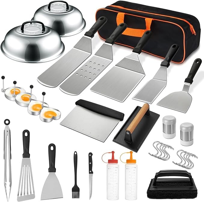 35-Piece Grill Accessory Kit, Flat Top Grill Accessory Set for Blackstone and Camp Chef, Grill Scraper with Enlarged Spatula, Grill Cover, Outdoor Grill Scraper